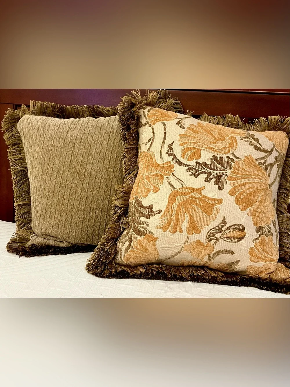 Arhaus Reversible Tapestry & Chenille Fringe Throw Pillows w/ Down Inserts - Set - Picture 16 of 16
